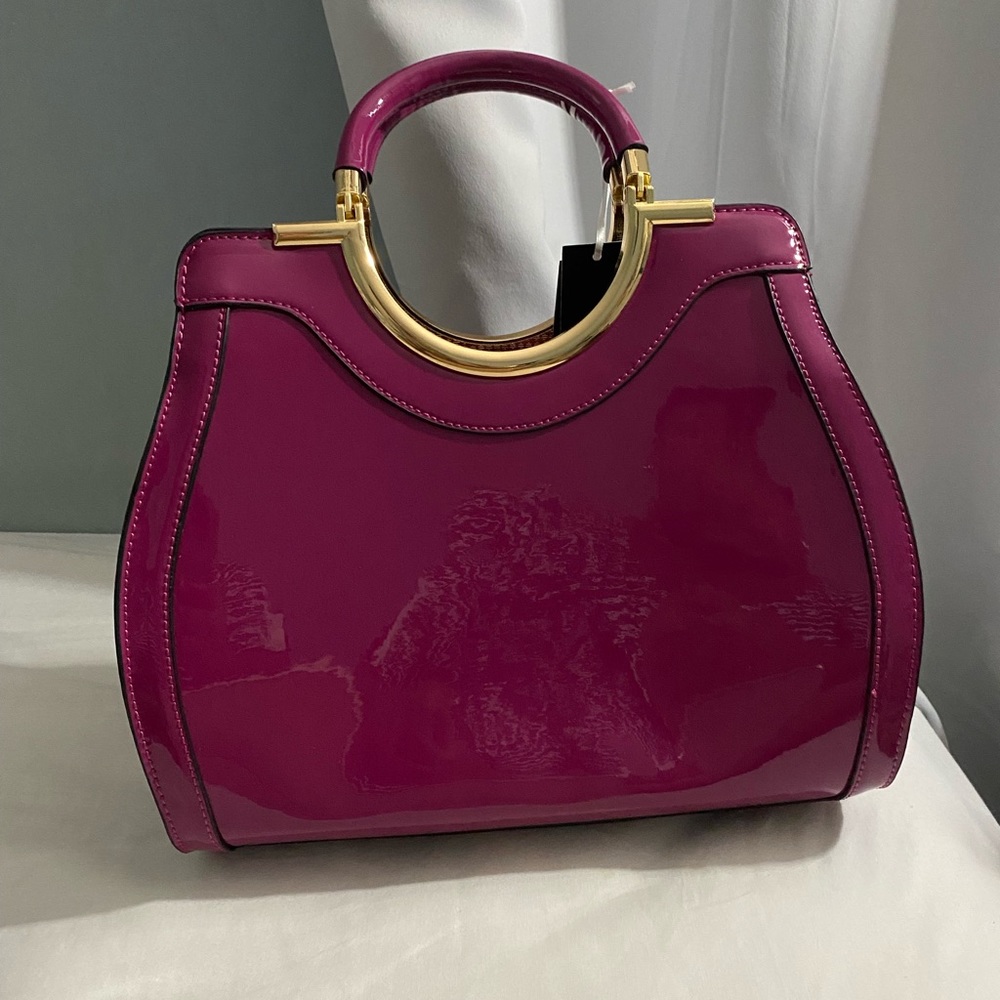 Berry plum patent leather bag